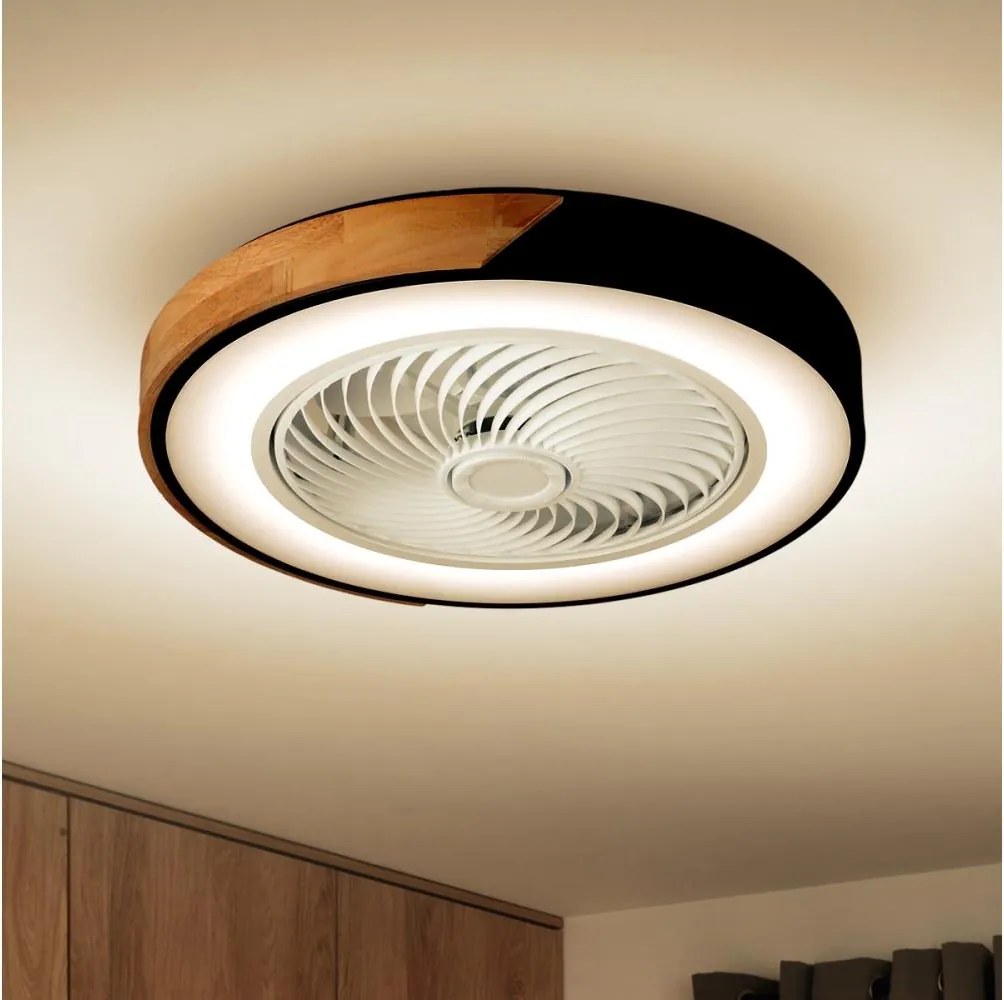 Brilagi-LED 30W 230V czarny/dąb lampka LED z wentylatorem + DO