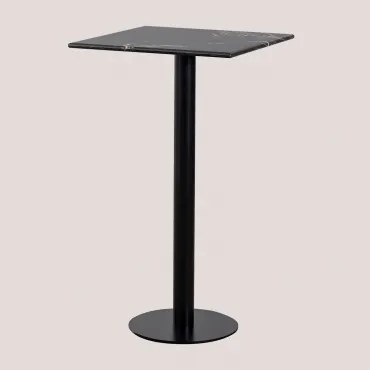 Kwadratowy Wysoki Stolik Barowy 60x60 Cm Z Marmuru Rocher Marmur Nero Marquina & Czarny - Sklum