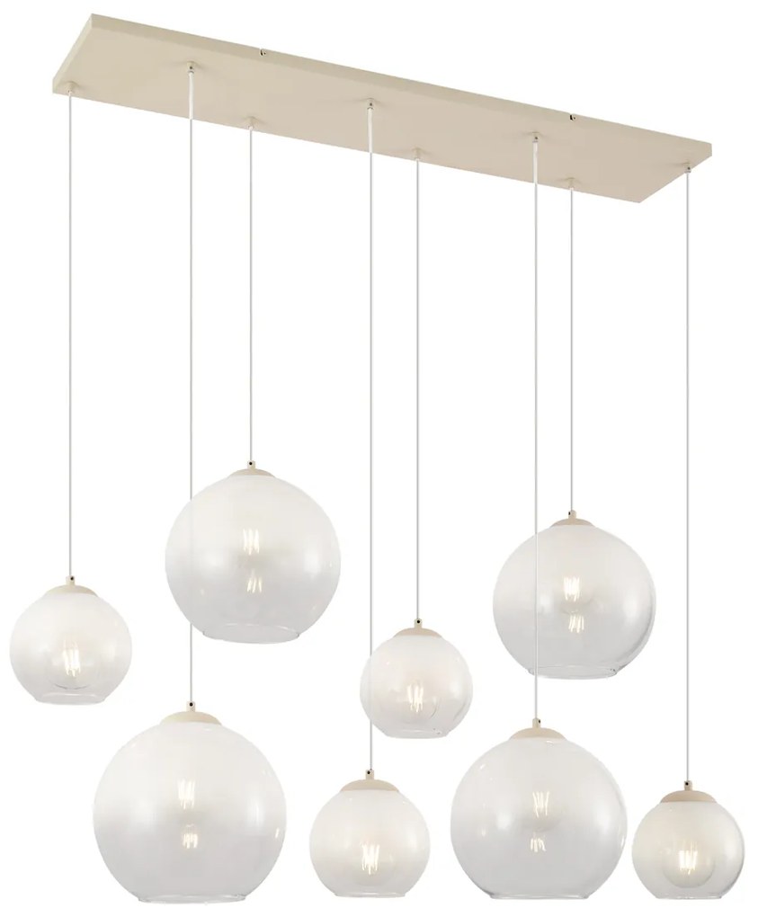 Lampa wisząca w stylu Art Deco beżowa z białym szkłem 8-punktowa - Sandra ArtDeco Oswietlenie wewnetrzne