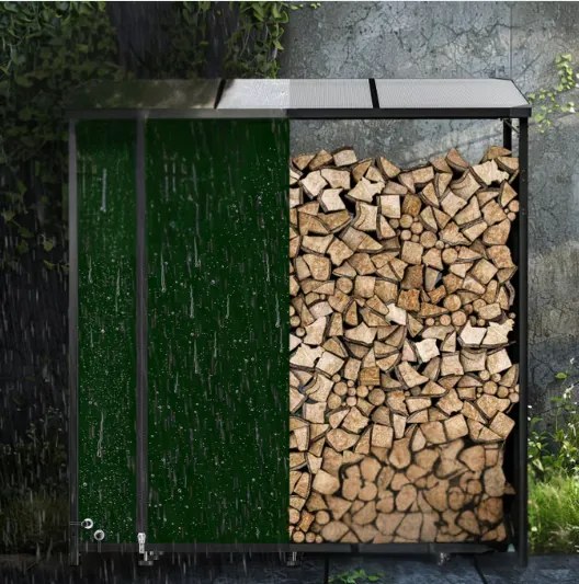 Wiata na drewno opałowe CORINA, 198x163x70 cm, antracyt/zielona Gardebruk