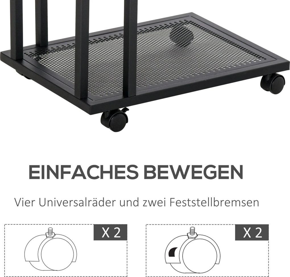 HOMCOM Stolik wózek na kółkach w kształcie litery C Mazerowany dł 51 x szer 36 x wys 65 cm Kolor czarny orzech | Aosom PL