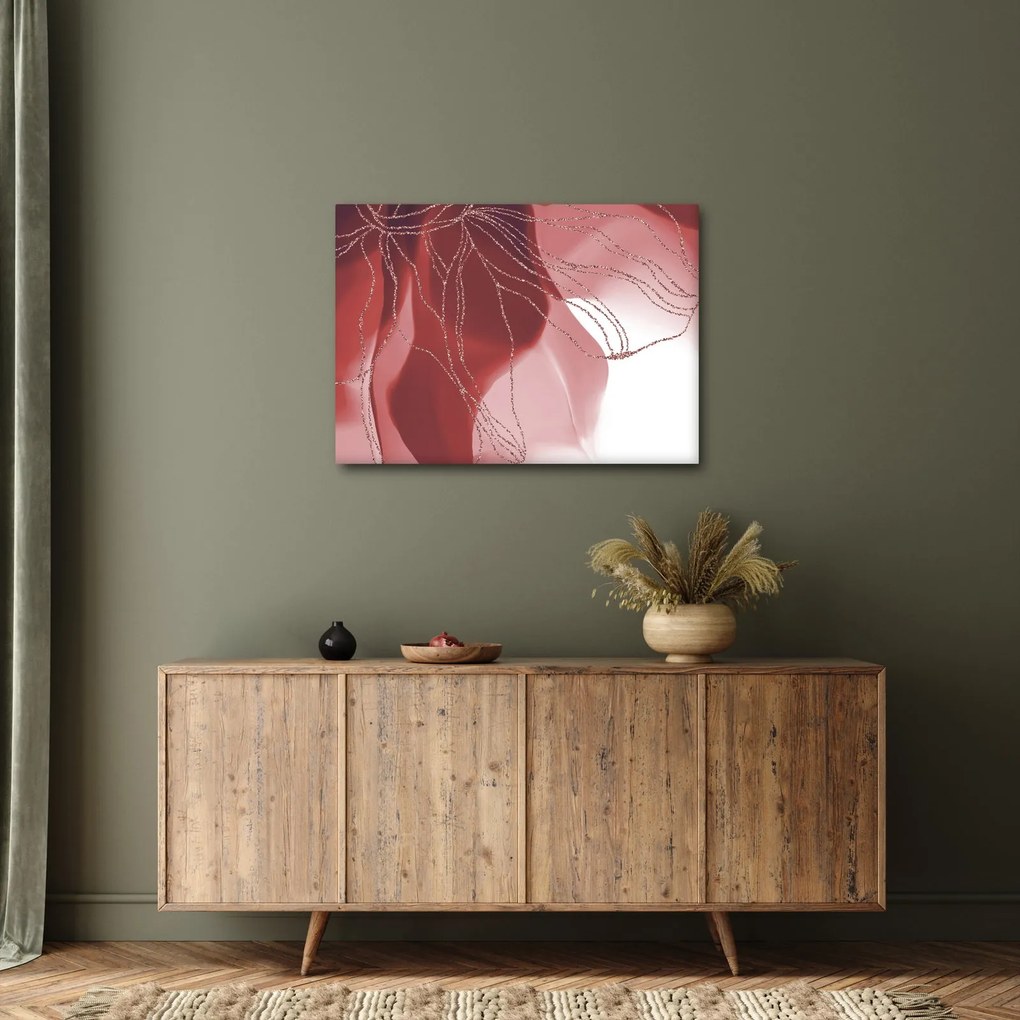 Obraz - Czerwony abstrakcyjny kwiat N⁰1 (70x50 cm)