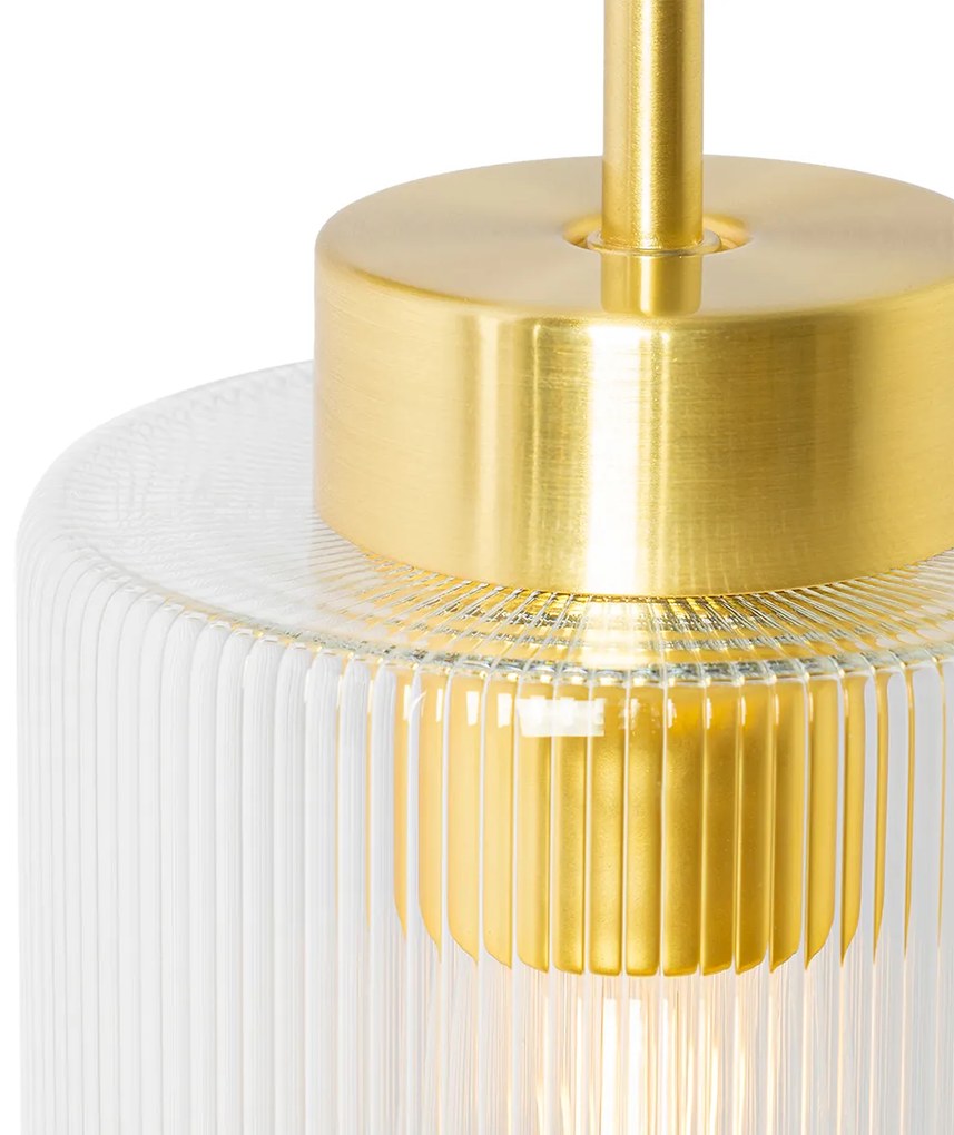 Lampa ścienna art deco złota ze szkłem - Laura ArtDeco Oswietlenie wewnetrzne