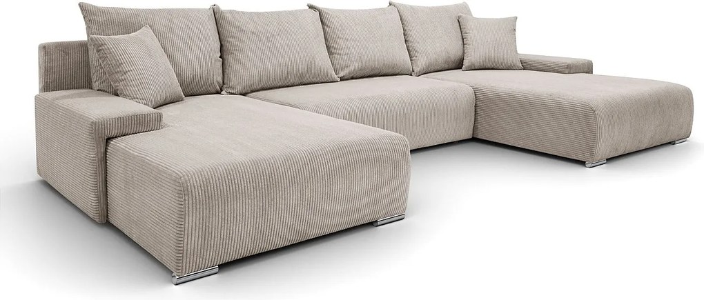 Narożnik, Sofa w kształcie U, tkanina sztruksowa Poso, Beżowy, Livorno U