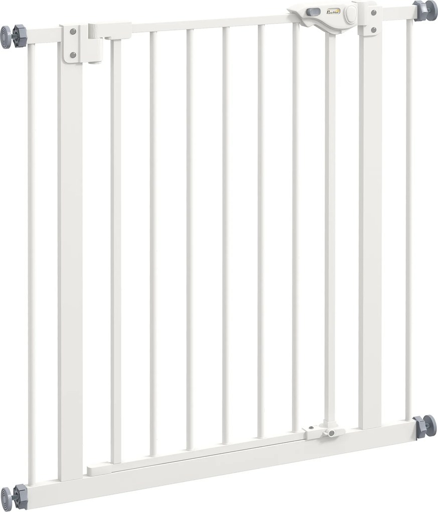 PawHut Bramka Ochronna dla Psów, Bramka Zabezpieczająca dla Zwierząt, Metal, Plastik, 74-80 cm, Biały