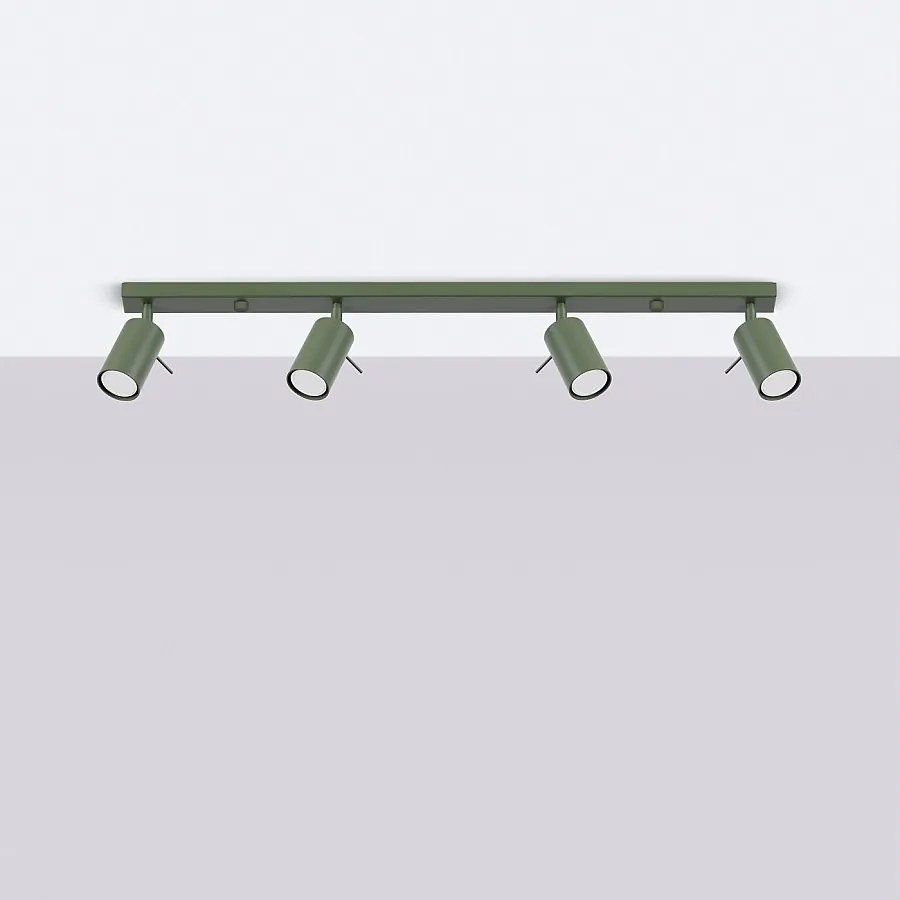 Lampa sufitowa nowoczesny Briix, stal - 4 źródło światła 4000K - L.81 x H.17 cm - zielony oliwkowy