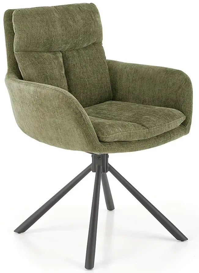 Metalowe tapicerowane oliwkowe krzesło obrotowe - Bonar