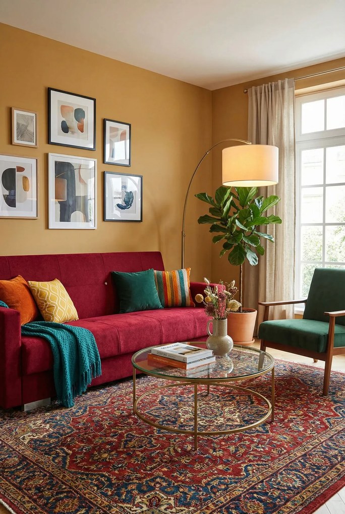 Czerwona pikowana wersalka do salonu A5-G13