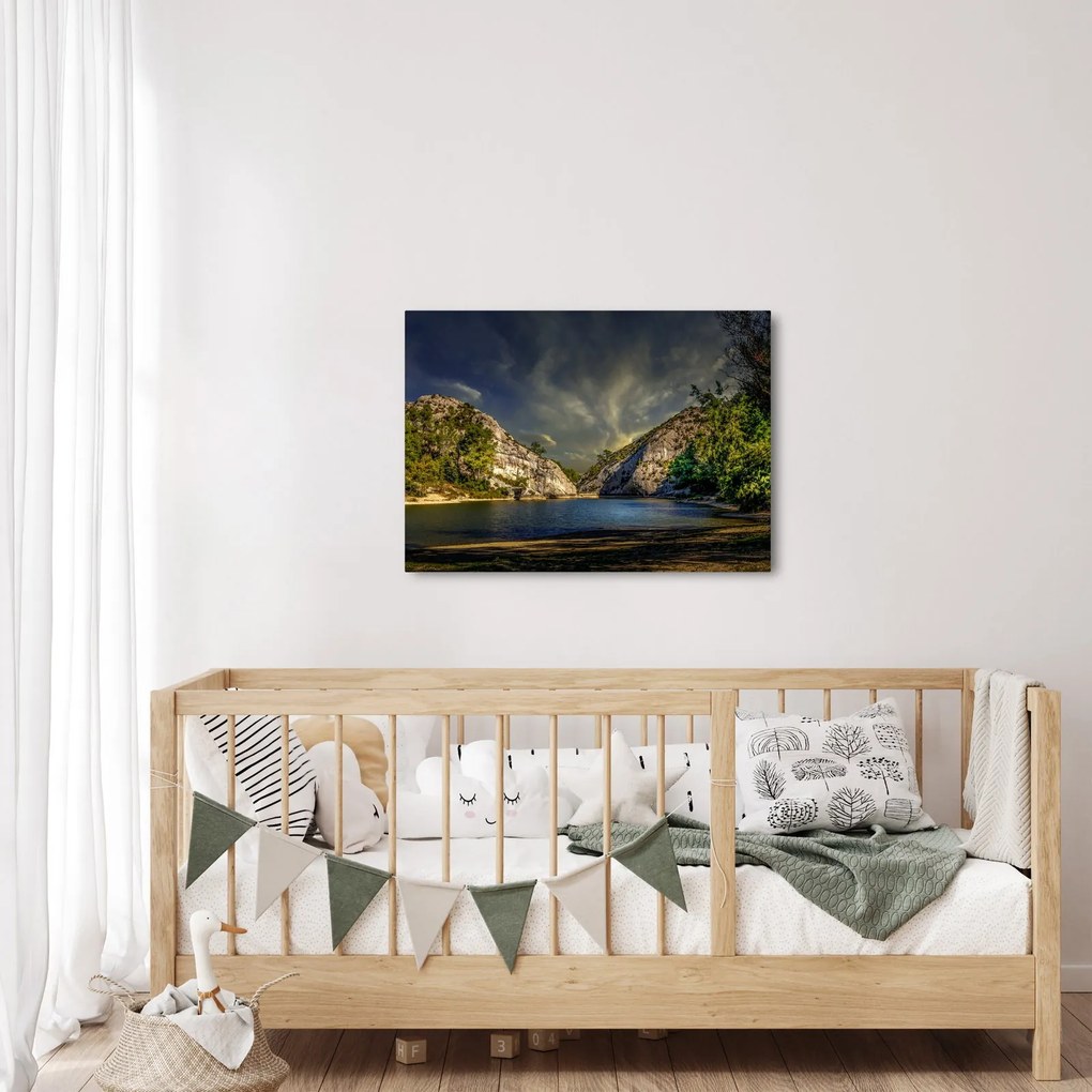 Obraz krajobrazu z jeziorem (70x50 cm)
