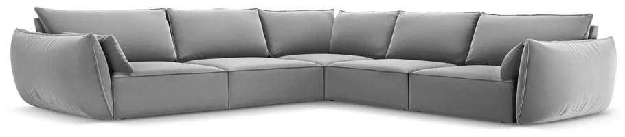 Jasnoszary aksamitny narożnik Vanda – Mazzini Sofas