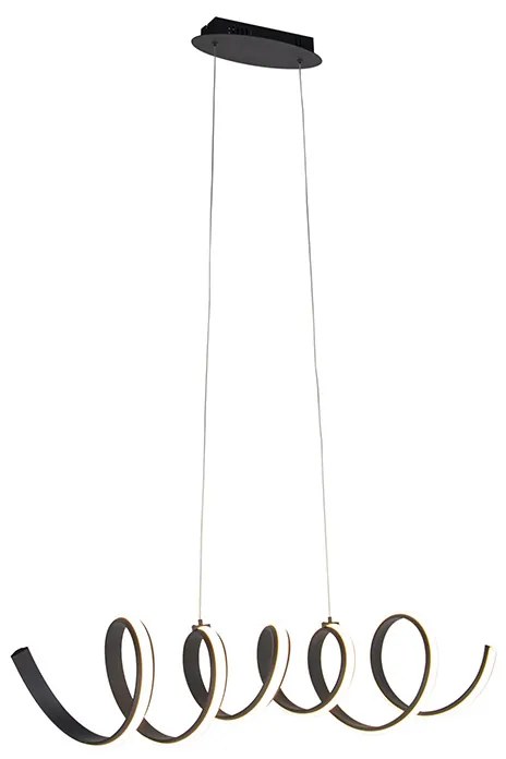 Designerska lampa wisząca czarna z możliwością ściemniania, w tym LED, duża - Twisted Nowoczesny Oswietlenie wewnetrzne