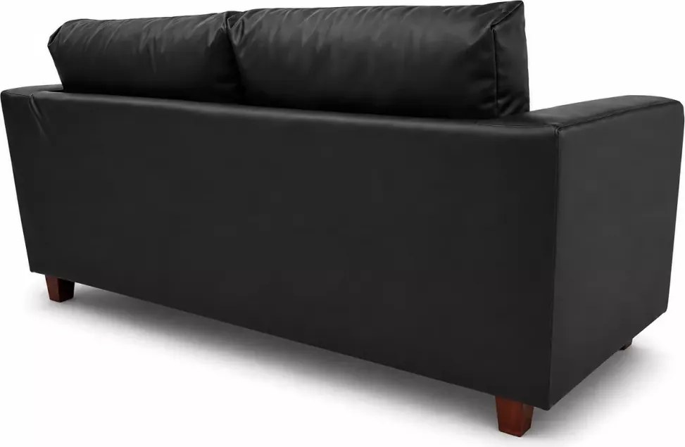 (Wyprzedaż) Klasyczna sofa 2 osobowa z czarnej ekoskóry