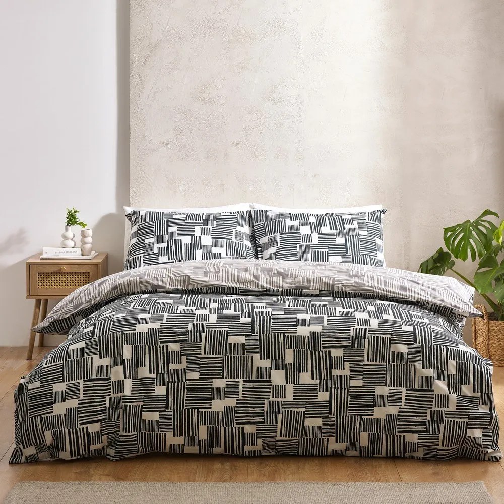 Czarno-szara pościel dwuosobowa 230x220 cm Blocks – Catherine Lansfield