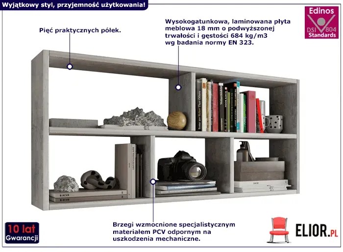 Nowoczesna półka na książki beton - Ovenis