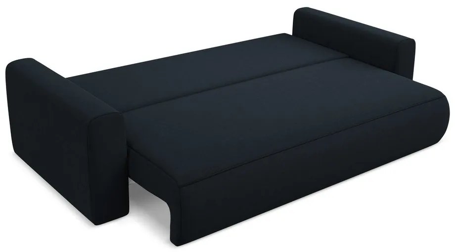 Ciemnoniebieska aksamitna rozkładana/ze schowkiem sofa 238 cm Kapua – Makamii