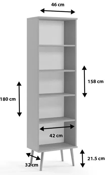 Wysoki skandynawski regał na książki macchiato T4-A49