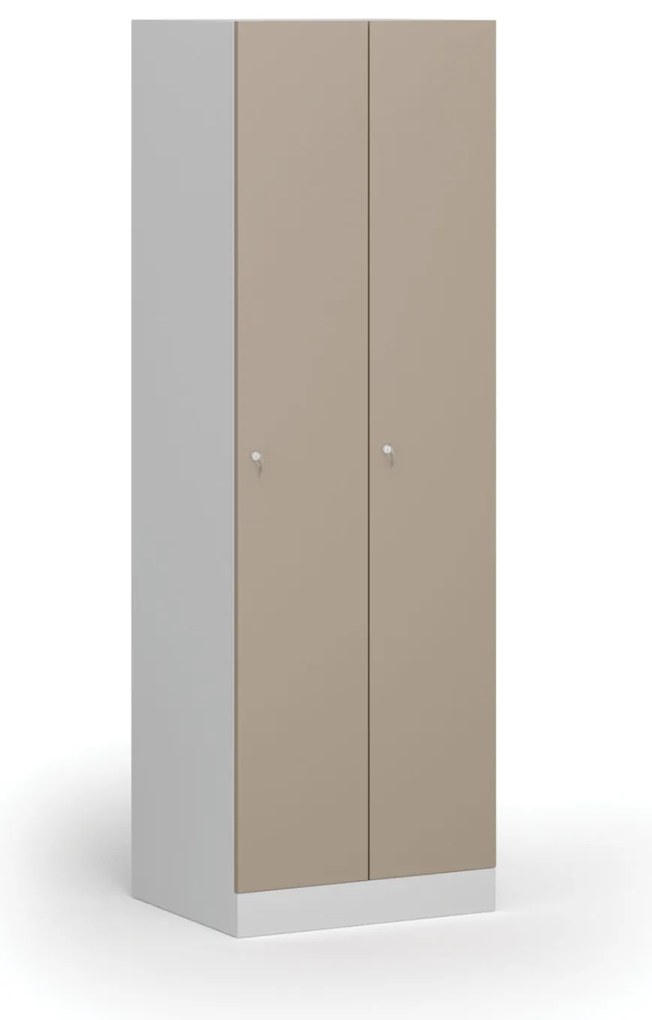 Metalowa szafka ubraniowa S1, 2-drzwiowa, 1850 x 600 x 500 mm, zamek cylindryczny, drzwi beżowe