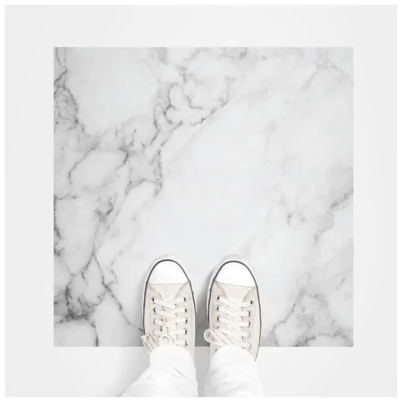 Naklejka na podłogę Ambiance Slab Stickers White Marble, 30x30 cm