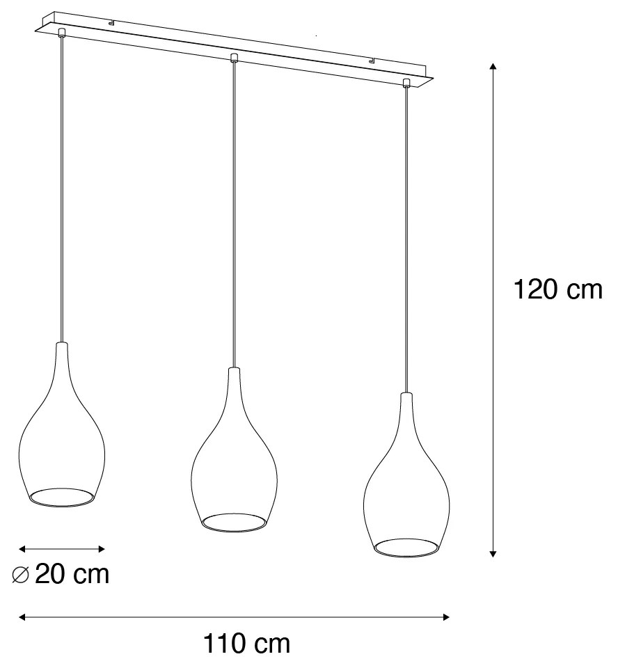 Moderne hanglamp chroom met smoke glas 3-lichts - Pilua Nowoczesny Oswietlenie wewnetrzne