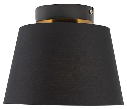 Lampa sufitowa z abażurem z bawełny czarna ze złotem 20 cm - Combi Black klasyczny/Antyczny Oswietlenie wewnetrzne