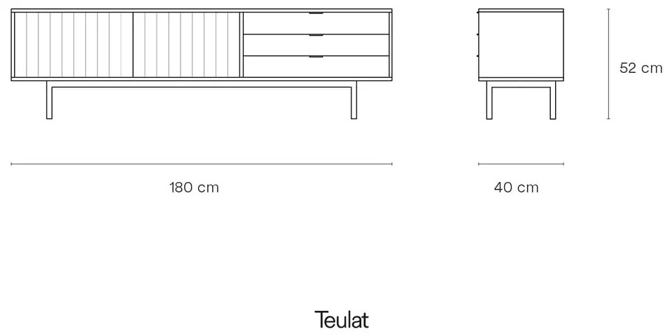 Szaro-naturalna szafka pod TV w dekorze dębu 180x52 cm Sierra – Teulat