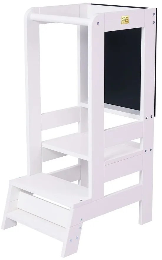 Biały pomocnik kuchenny dla dzieci z litego drewna sosnowego Montessori – Meowbaby