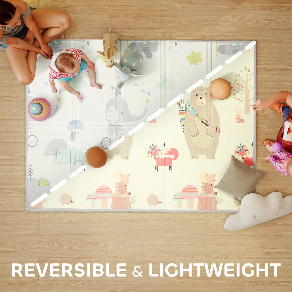 AIYAPLAY Mata dla niemowląt, motyw zwierząt, pianka, 1,5 cm gruba wyściółka, antypoślizgowa