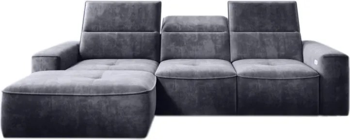 Narożnik COLOMBO Mini Lewostronny z elektryczną funkcją spania pojemnikiem PALLADIUM 16 Ciemny szary WERSAL