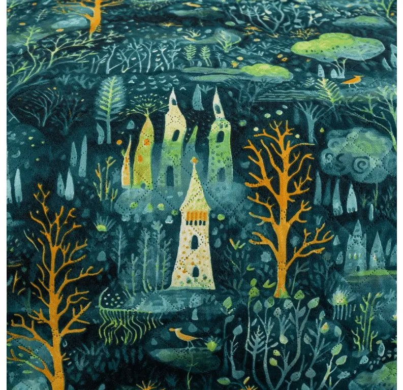 Narzuta na łóżko ze wzorem NEON FOREST, kolorowy Rozmiar: 220 x 240 cm