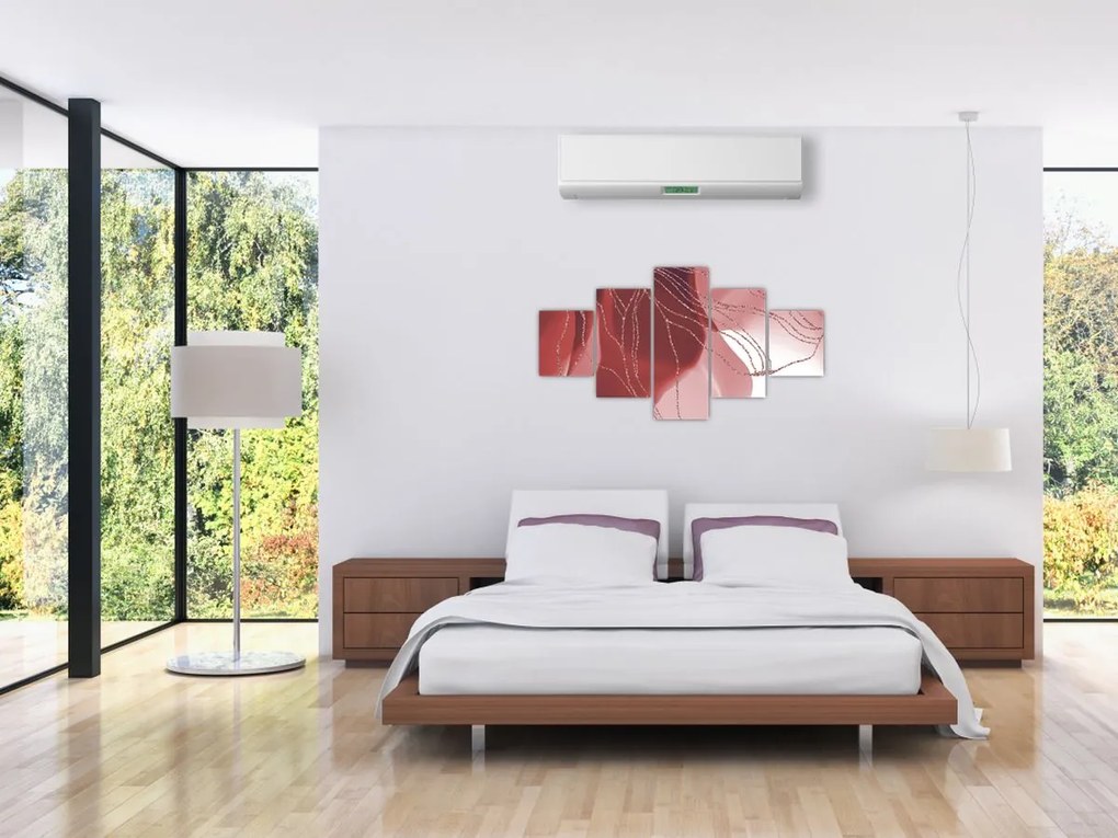 Obraz - Czerwony abstrakcyjny kwiat N⁰1 (125x70 cm)