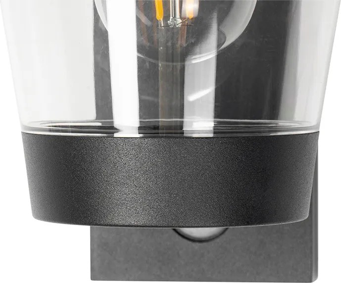 Lampa ścienna zewnętrzna czarna IP44 z czujnikiem ruchu - Joren
