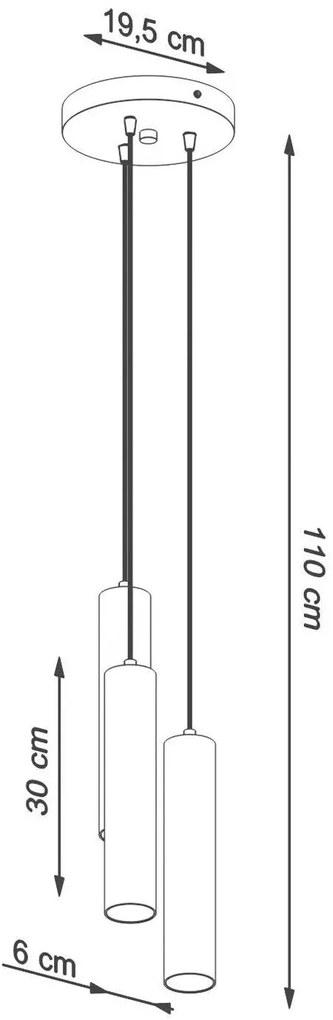 Czarna lampa wisząca tuba nad wyspę - 8X S755 E2-B32