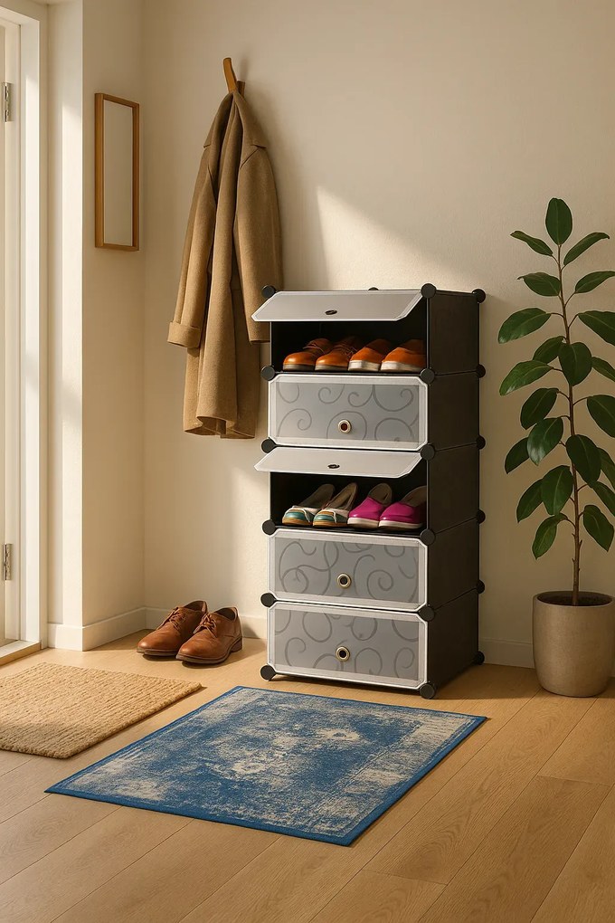 Czarna Szafka Modułowa Na Buty E6-E07