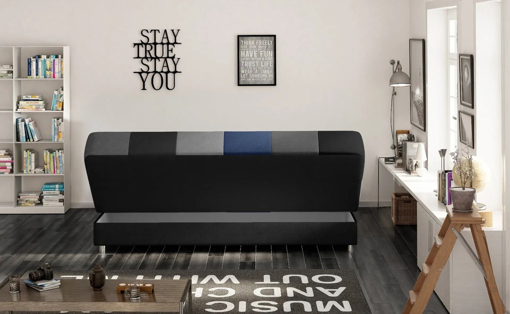 Sofa rozkładana z funkcją spania CAYO VELVET czarna/szara/granatowa ELTAP