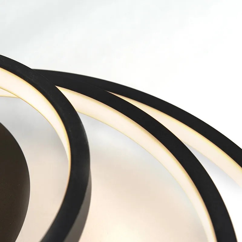 Nowoczesna lampa sufitowa czarna z wbudowanym LED i ściemniaczem - Rondas