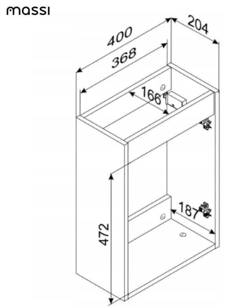 Szafka wisząca pod umywalkę w kolorze naturalnego drewna ryflowany front 40 x 22 cm ASTROS Light oak