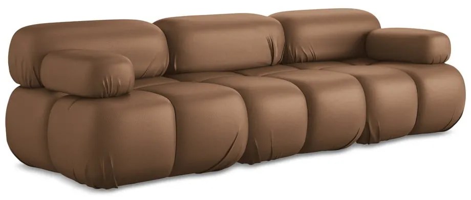 Brązowa sofa modułowa z imitacji skóry 285 cm Lokua – Makamii