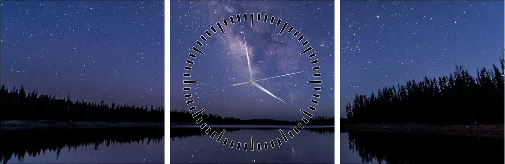 Obraz nocnego nieba (z zegarem) (90x30 cm)