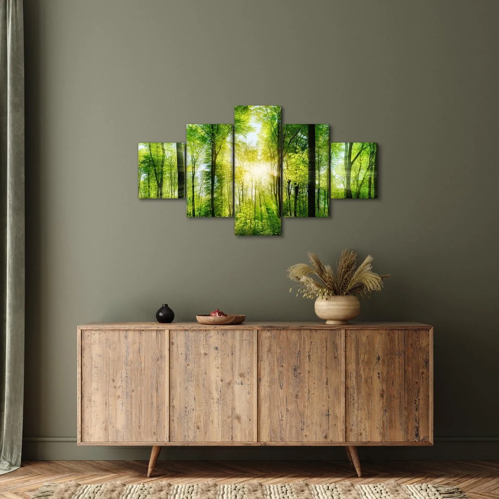 Obraz - Świt w lesie (125x70 cm)