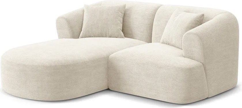 Beżowy sztruksowy narożnik (lewostronny/z szezlongiem) Campi – Cosmopolitan Design