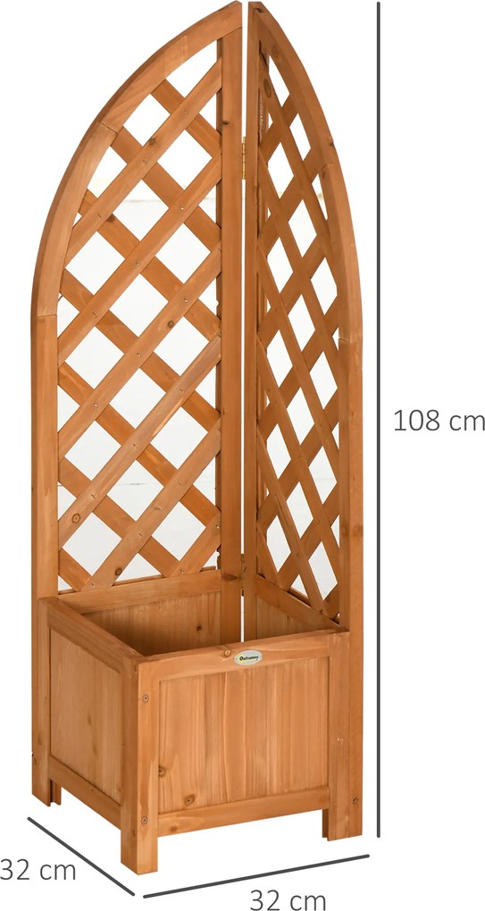 Outsunny Wysokie Łóżko Ogrodowe z Pomocą do Pnączy Skrzynka na Kwiaty Donica Brązowa | Aosom PL