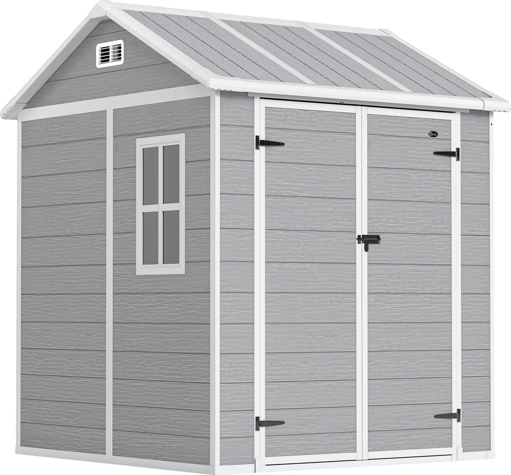 Outsunny Szopa ogrodowa, Gartenschuppen z Oknem, zamykanymi drzwiami, Tworzywo sztuczne, Szary