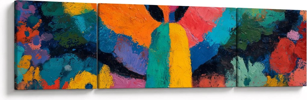 Obraz - Abstrakcyjny anioł z kwiatami (170x50 cm)