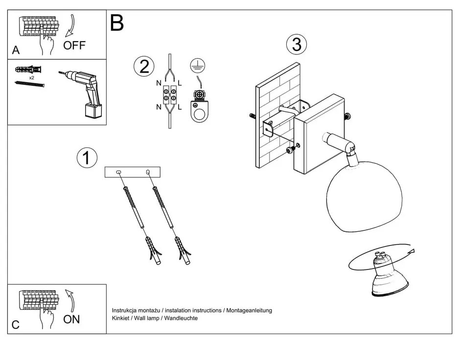 Biały kinkiet Sollux Ollo