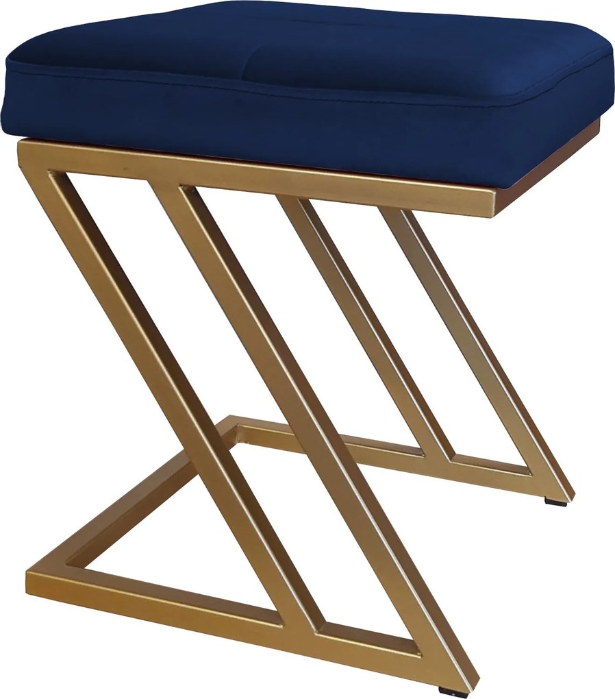 Pufa ZETA tkanina Welur loft ławka podnóżek metal : Kolor Stelaża - Złoty, Kolor tkaniny - VELVET - MG16, Typ tkaniny - Velvet