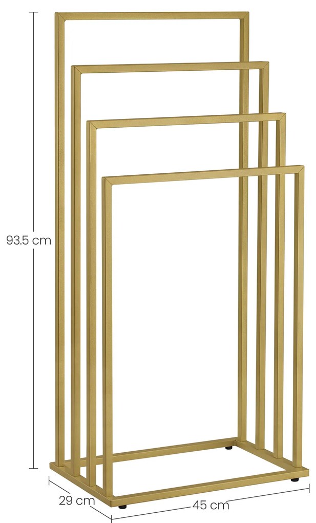 Wieszak na ręczniki LINESTRO metalowy z 4 ramionami 93x45cm, złoty