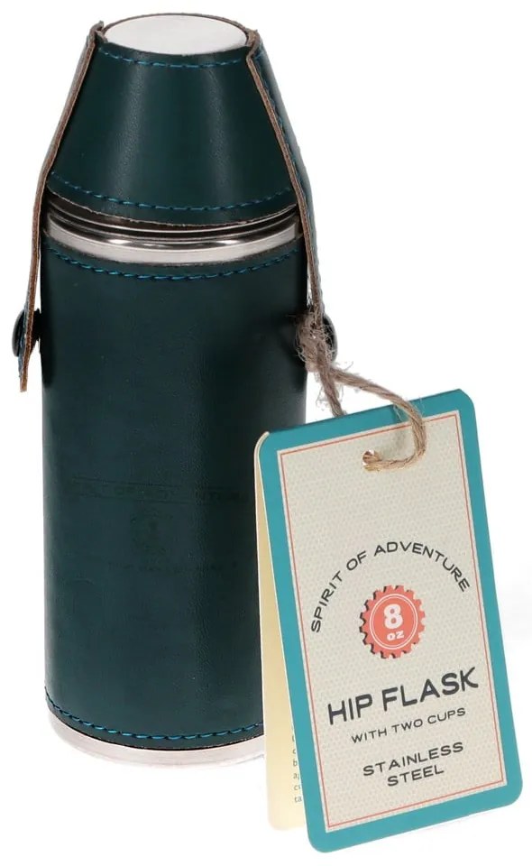 Ciemnoniebieski zestaw piersiówki i kieliszków ze stali nierdzewnej 3 szt. 220 ml Spirit of Adventure – Rex London