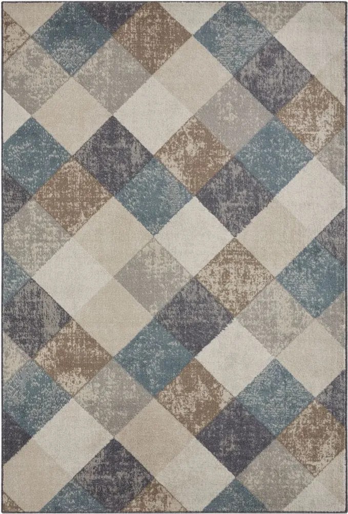 Dywan Terrain designerski w Romby –  Beż Brąz Turkus z krótkim włosiem 80 cm x 120 cm Certyfikat Oeko-Tex