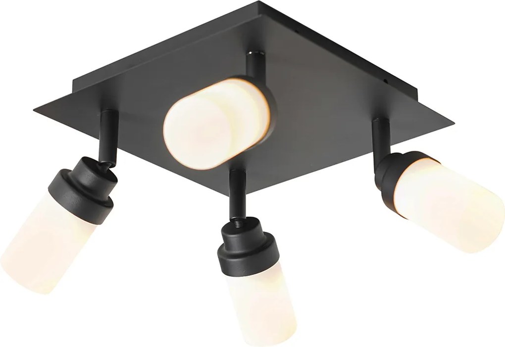 Nowoczesny reflektor łazienkowy czarny 4-światłowy IP44 - Japie