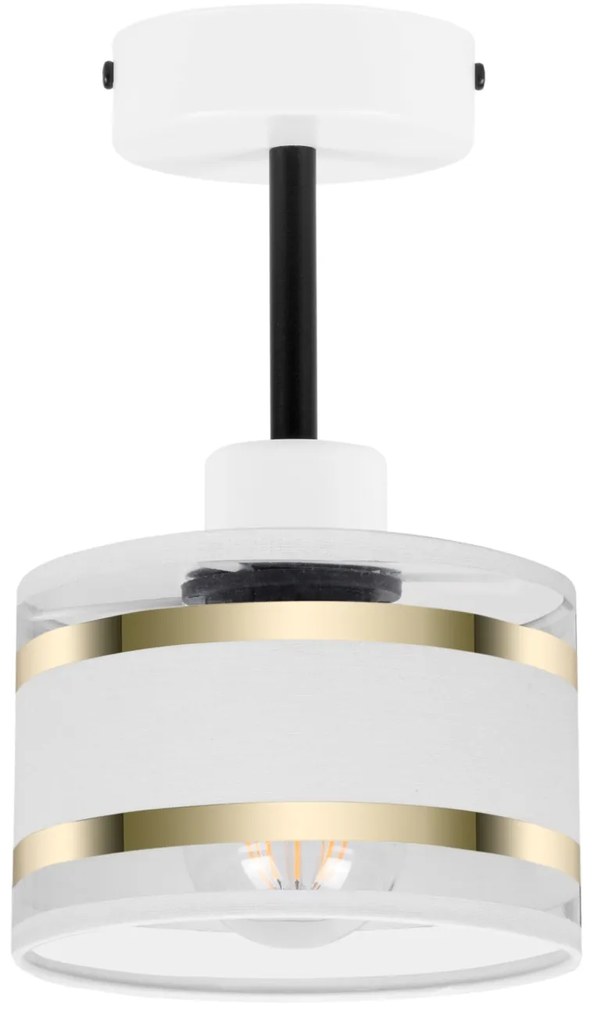 Lampa sufitowa biała jednopunktowy spot z białym abażurem T-1010WE-WE